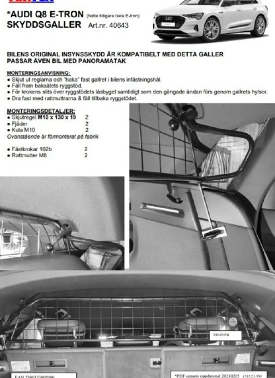 Artfex Lastgaller / Hundgaller Audi E-Tron 2018->