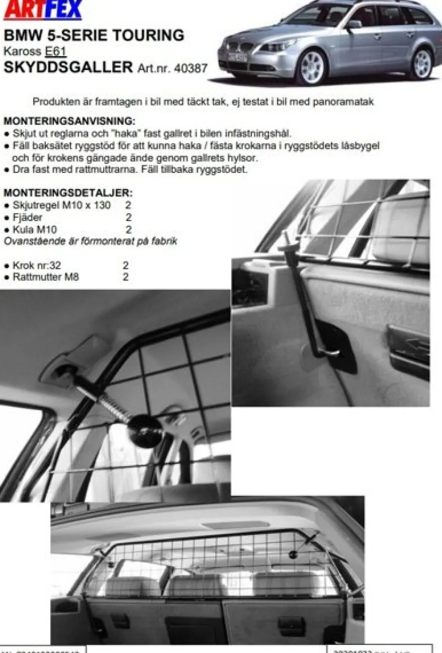Artfex Lastgaller / Hundgaller Bmw 5-Serie E61 Touring 2002-2010
