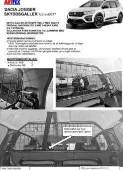 Artfex Lastgaller / Hundgaller Dacia Jogger 2022->
