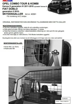 Artfex Lastgaller / Hundgaller Fiat Doblo II 2010->