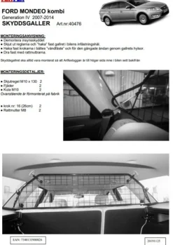 Artfex Lastgaller / Hundgaller Ford Mondeo Kombi IV 2007-2014