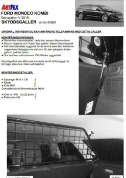 Artfex Lastgaller / Hundgaller Ford Mondeo Kombi V 2015->