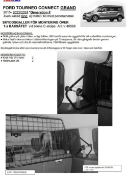 Artfex Lastgaller / Hundgaller Ford Tourneo Connect Grand 2015-2022