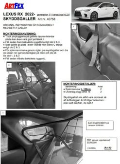 Artfex Lastgaller / Hundgaller Lexus RX 2022->
