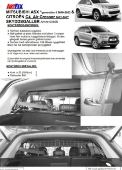 Artfex Lastgaller / Hundgaller Mitsubishi ASX 2010->