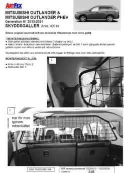 Artfex Lastgaller / Hundgaller Mitsubishi Outlander III 2013-2021