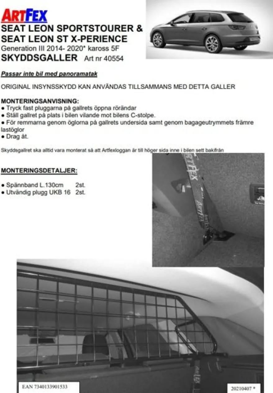 Artfex Lastgaller / Hundgaller Seat Leon III Kombi 2014-2020