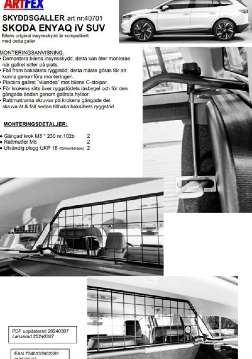 Artfex Lastgaller / Hundgaller Skoda Enyaq iV SUV 2021->