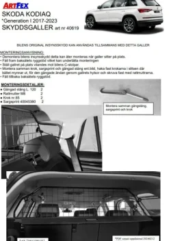 Artfex Lastgaller / Hundgaller Skoda Kodiaq 2017-2024