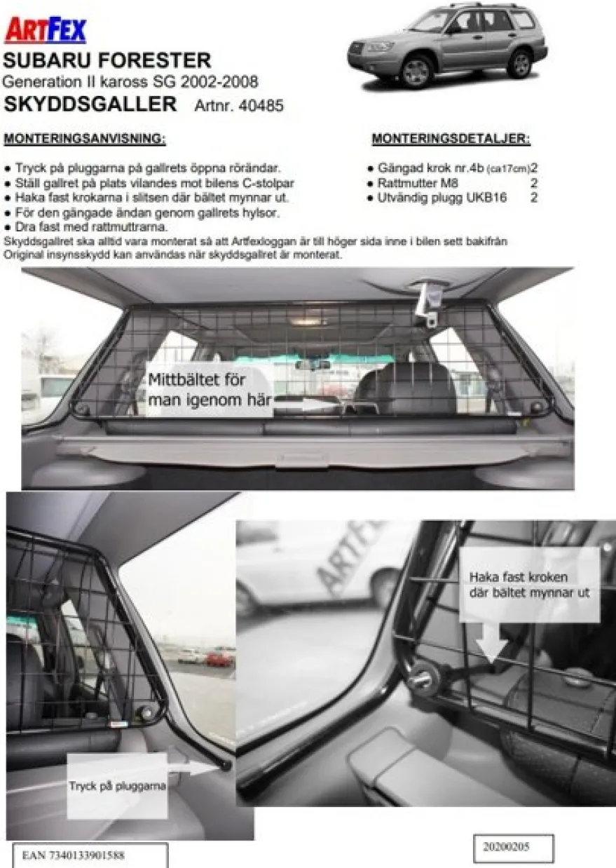 Artfex Lastgaller / Hundgaller Subaru Forester II SG 2002-2008