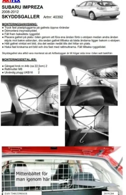 Artfex Lastgaller / Hundgaller Subaru Impreza Hatchback 2007-2012