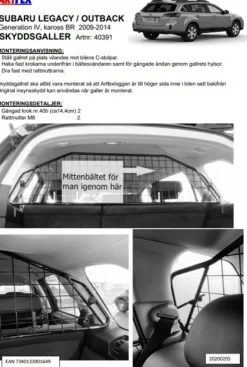 Artfex Lastgaller / Hundgaller Subaru Outback BR / Legacy IV 2009-2014