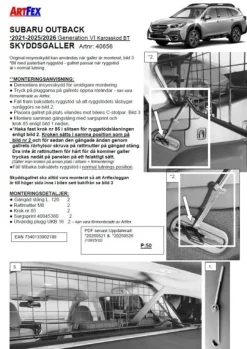 Artfex Lastgaller / Hundgaller Subaru Outback VI BT 2020-2026