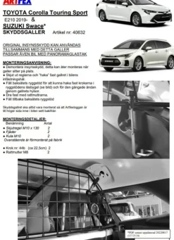 Artfex Lastgaller / Hundgaller Toyota Corolla Touring E210 Suzuki Swace 2019->