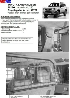 Artfex Lastgaller / Hundgaller Toyota Land Cruiser J250 2024->