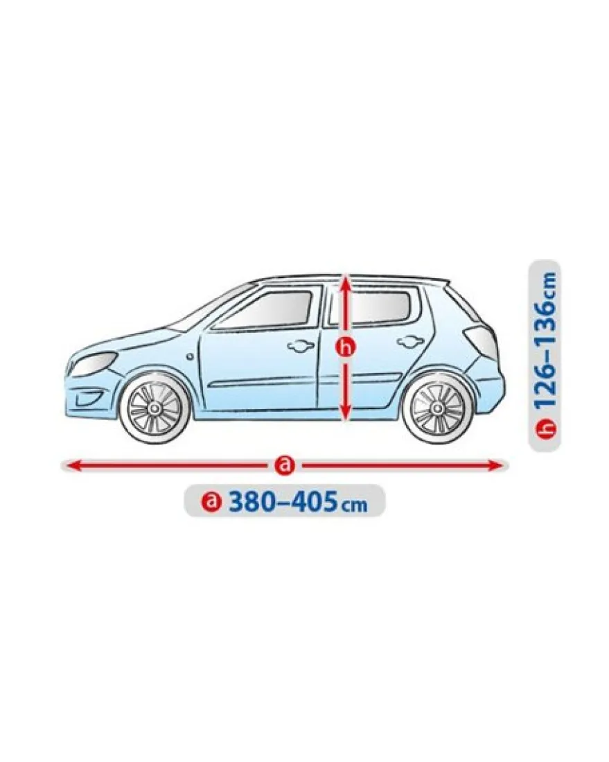 Bilöverdrag Basic Garage M2 Hatchback 380–405 cm – Ljusgrå