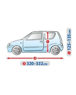Bilöverdrag Basic Garage S3 Hatchback 335–355 cm – Ljusgrå