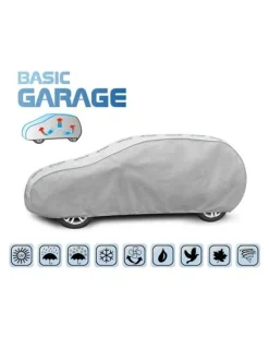 Bilöverdrag Basic Garage XL Hatchback 455–485 cm – Ljusgrå