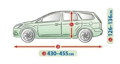 Bilöverdrag Mobile Garage L2 Hatchback/Kombi 430–455 cm – Grå