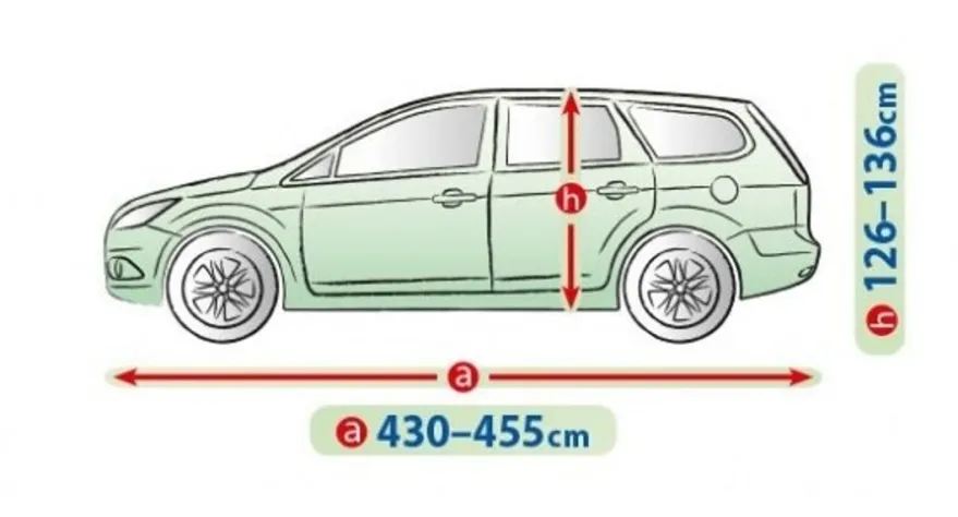 Bilöverdrag Mobile Garage L2 Hatchback/Kombi 430–455 cm – Grå