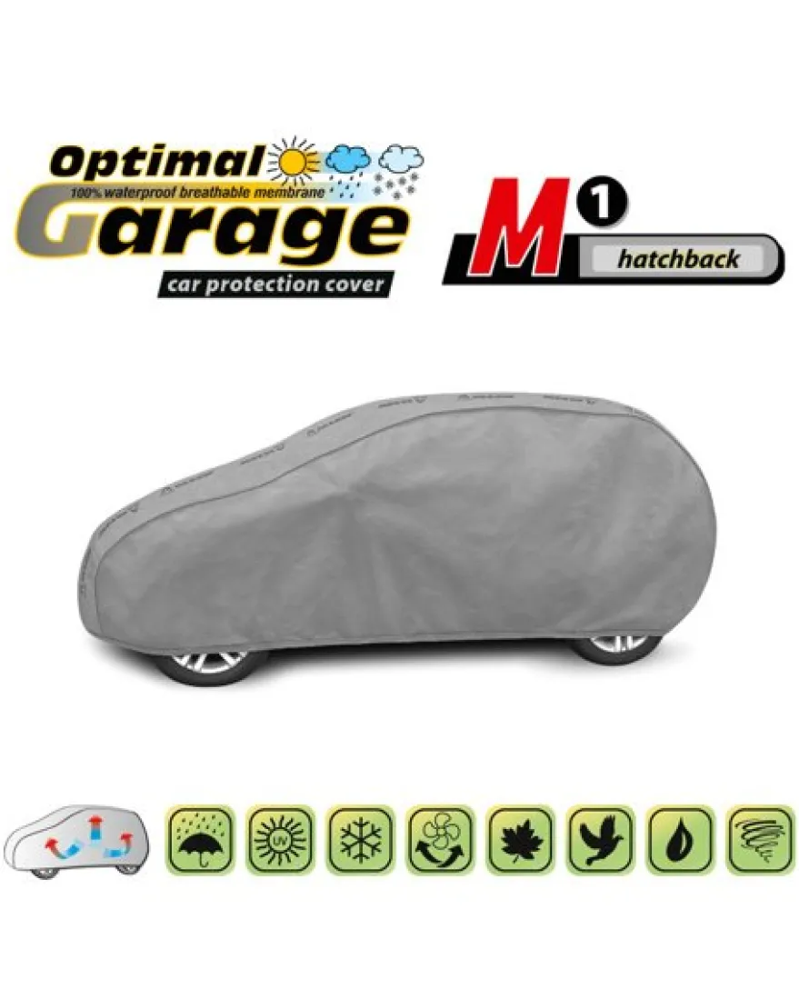 Bilöverdrag Optimal Garage M1 Hatchback 355–380 cm – Grå