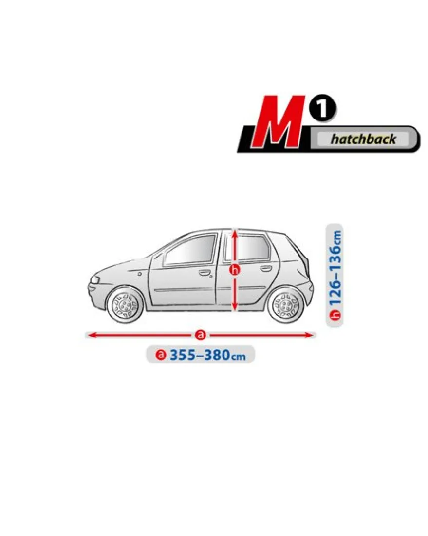 Bilöverdrag Optimal Garage M1 Hatchback 355–380 cm – Grå