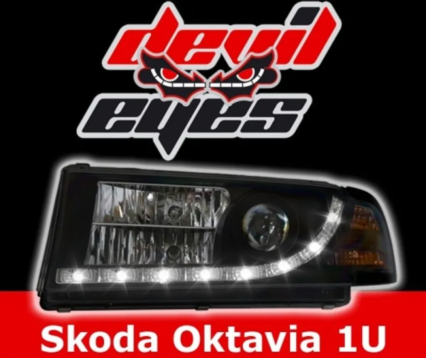 Devil Eyes Strålkastare Svart Skoda Octavia MK1 (1U)