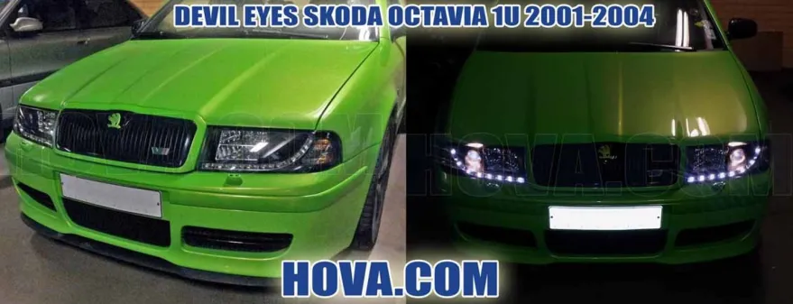 Devil Eyes Strålkastare Svart Skoda Octavia MK1 (1U)