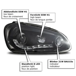 Devil Eyes Strålkastare Svart VW Golf MK5 2003-2005