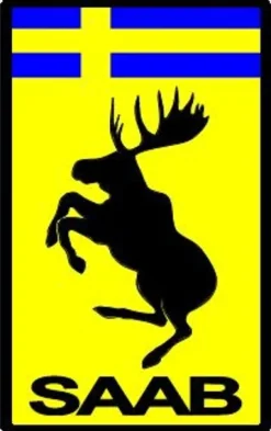 Emblem Rektangulär Saab Stegrande Älg Svensk Flagga