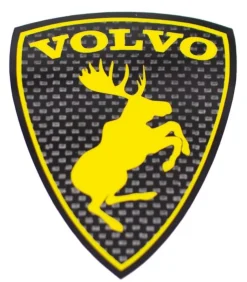 Emblem Sköld Volvo Stegrande Älg Carbon/Gul - Höger