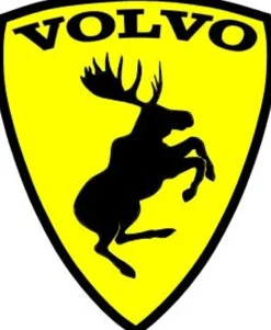 Emblem Sköld Volvo Stegrande Älg Gul/Svart - HÖGER