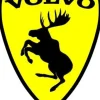 Emblem Sköld Volvo Stegrande Älg Gul/Svart - VÄNSTER