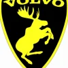 Emblem Sköld Volvo Stegrande Älg Svart/Gul - HÖGER