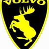 Emblem Sköld Volvo Stegrande Älg Svart/Gul - VÄNSTER