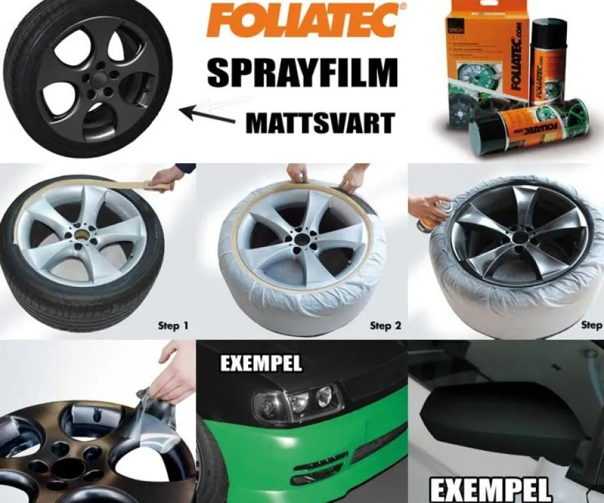 FoliaTec Sprayfilm Matt-Svart 1x Burk 400ml (ca 2st fälgar)