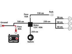 Kabelsats för 3 extraljus DT 3-kontakt 3-Pin.