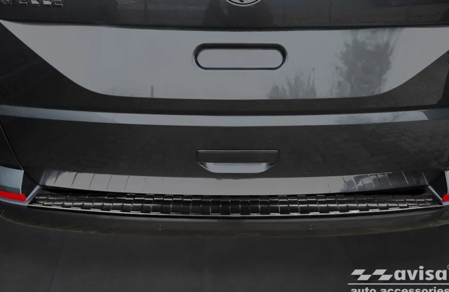 Lastskydd Rostfri Borstad Metall Svart VW Multivan, Caravelle T6 2015->