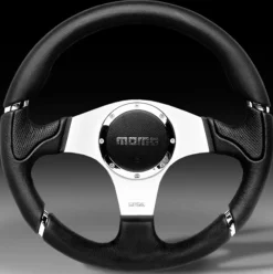 Momo Ratt Tuning Millenium Svart/Silver 350mm Läder