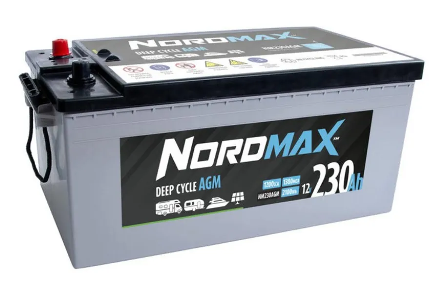 Nordmax Marin / Fritid AGM Start / Förbrukningsbatteri12V 230Ah 1200A