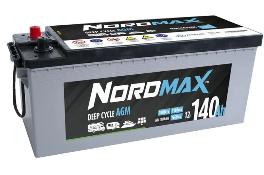Nordmax Marin / Fritid AGM Start / Förbrukningsbatteri 12V 140Ah 1000A