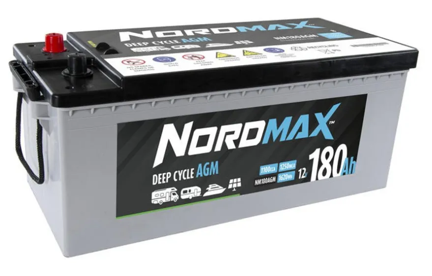 Nordmax Marin / Fritids AGM Start / Förbrukningsbatteri 12V 180Ah 1100A