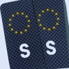S-Märke Nummerskylt Kolfiber/Vit/Gul