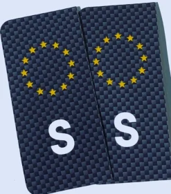 S-Märke Nummerskylt Kolfiber/Vit/Gul