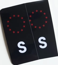 S-Märke Nummerskylt Svart/Vit/Röd