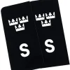 S-Märke TRE KRONOR Nummerskylt Svart/Vit/Vit