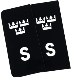 S-Märke TRE KRONOR Nummerskylt Svart/Vit/Vit