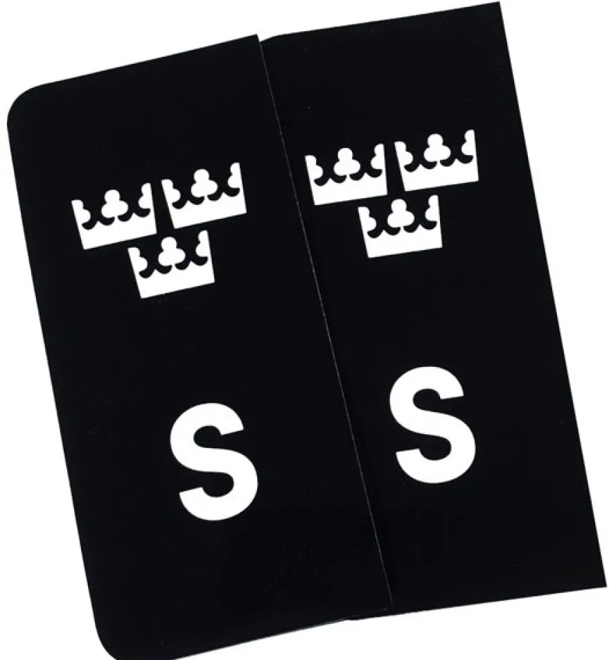 S-Märke TRE KRONOR Nummerskylt Svart/Vit/Vit